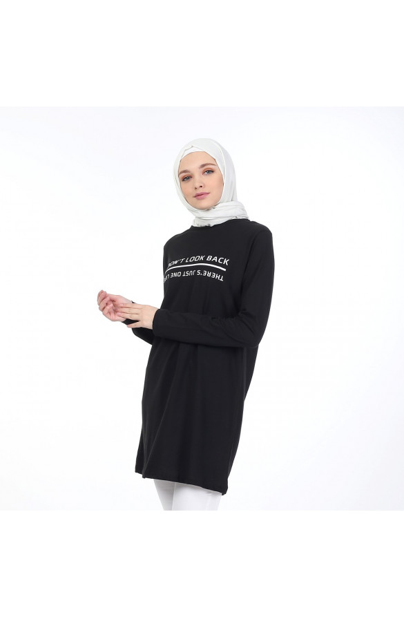 BASKILI BASİC TUNİK 6006 SİYAH